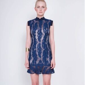 Aijek Wonderment Blue Lace Mini Dress Size 3